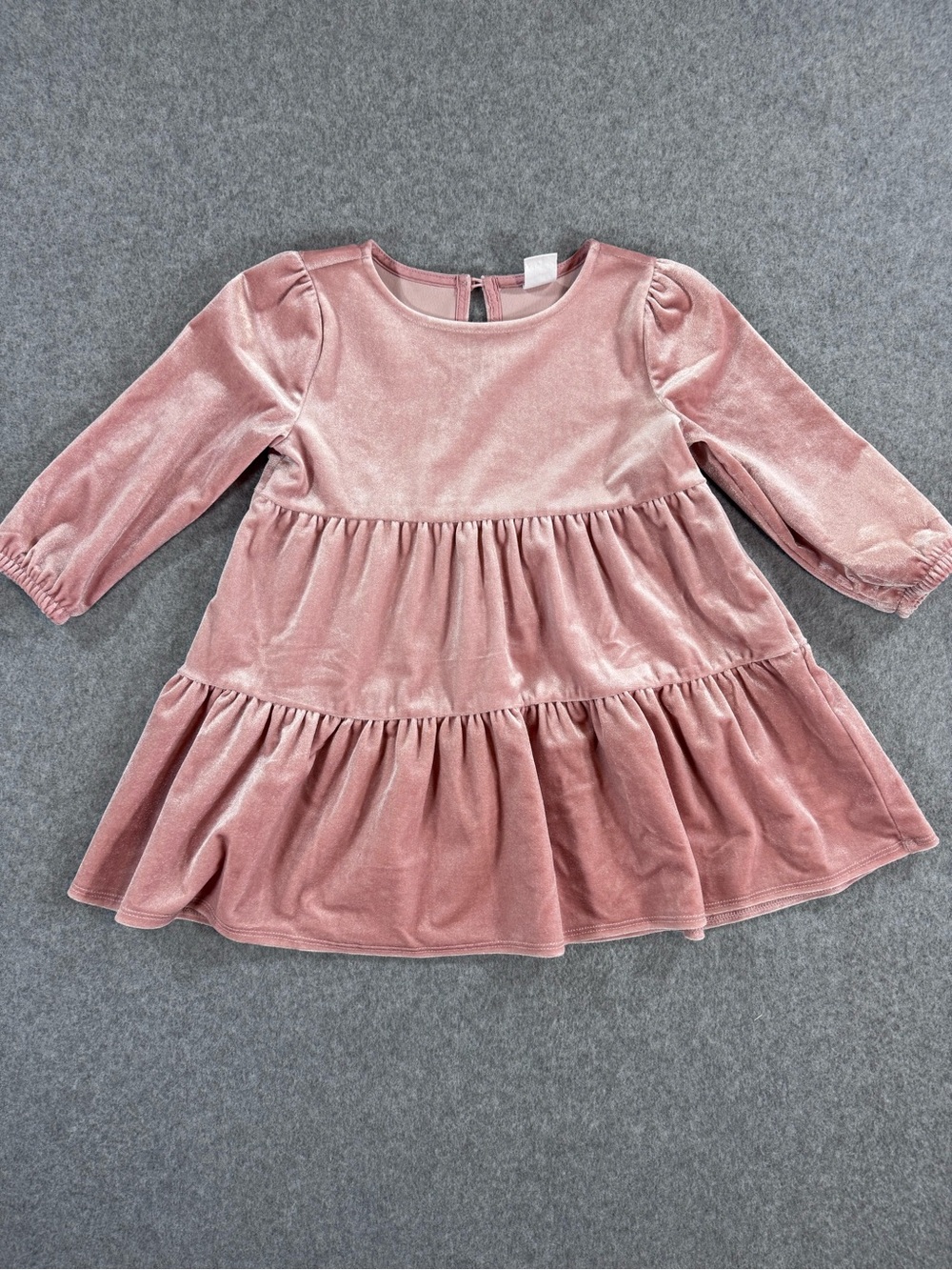 GAP Girls' Dusty Pink Velvet Tiered Dress